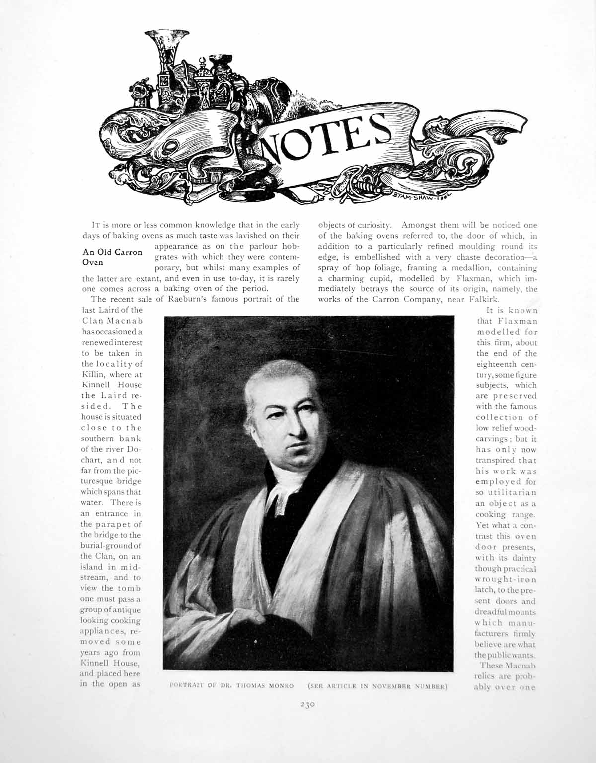 Old Vintage Print Notes Portrait Dr Thomas Munro Carron OvenPages 1917
