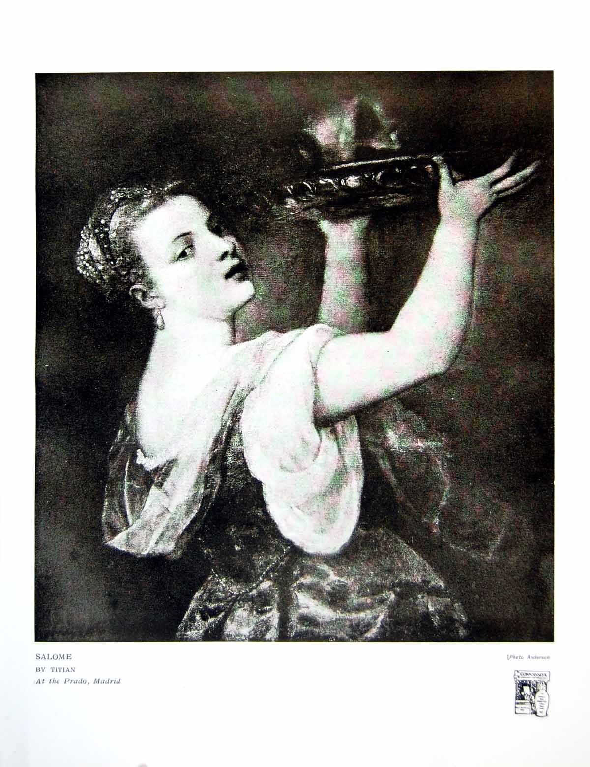 Old Vintage Print Salome By Titian At The Prado Madrid Carrying Tray 1917 20th