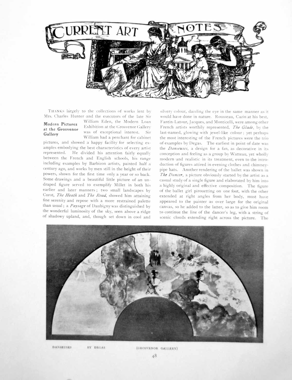 Old Print Art Notes Modern Pictures Grosvenor Gallery DegasPages 1918
