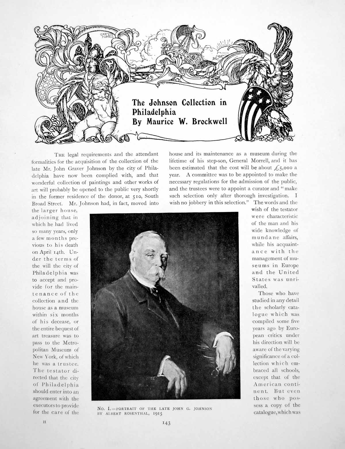 Old Print The Johnson Collection Philidelphia Portrait JohnPages 1918