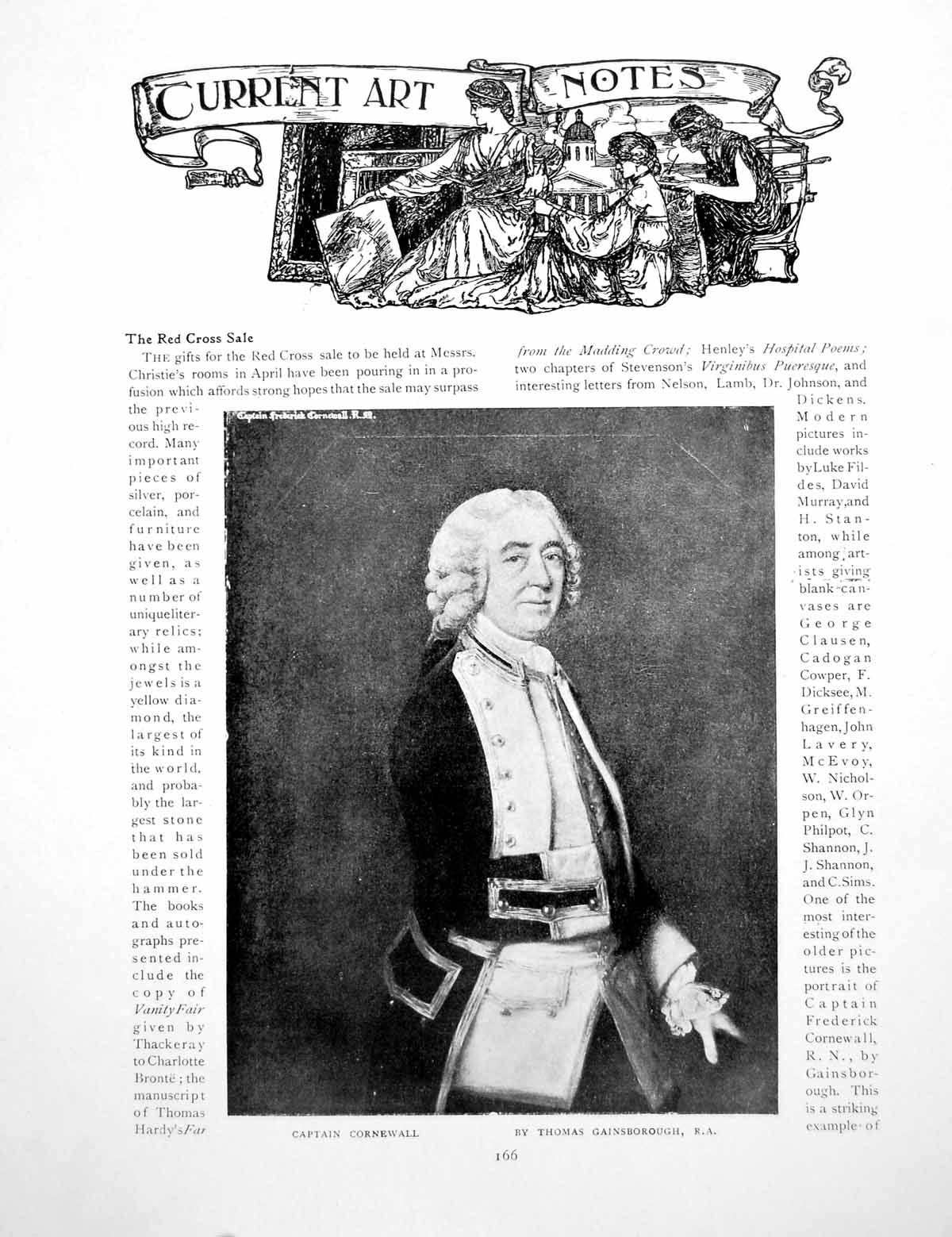 Antique Print Art Notes Captain Cornewall Gainsborough Ae JohnPages 1918