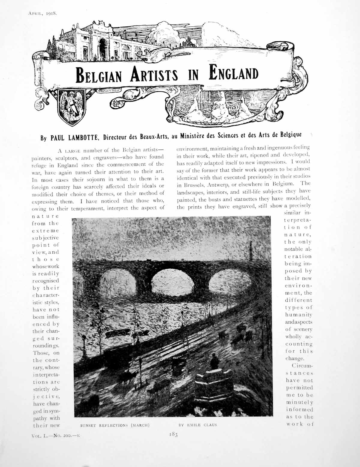 Antique Old Print Belgian Artists In England Sunset ReflectionsPages 1918