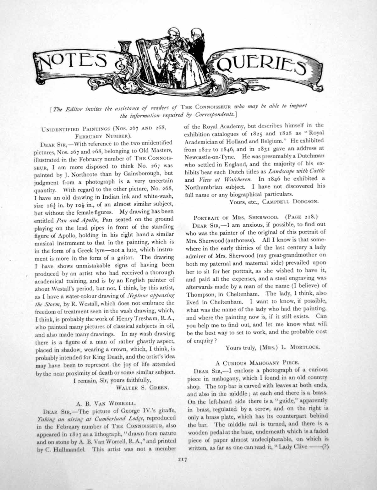 Antique Old Print Notes Queries Portrait Mrs Sherwood MahoganyPages 1918