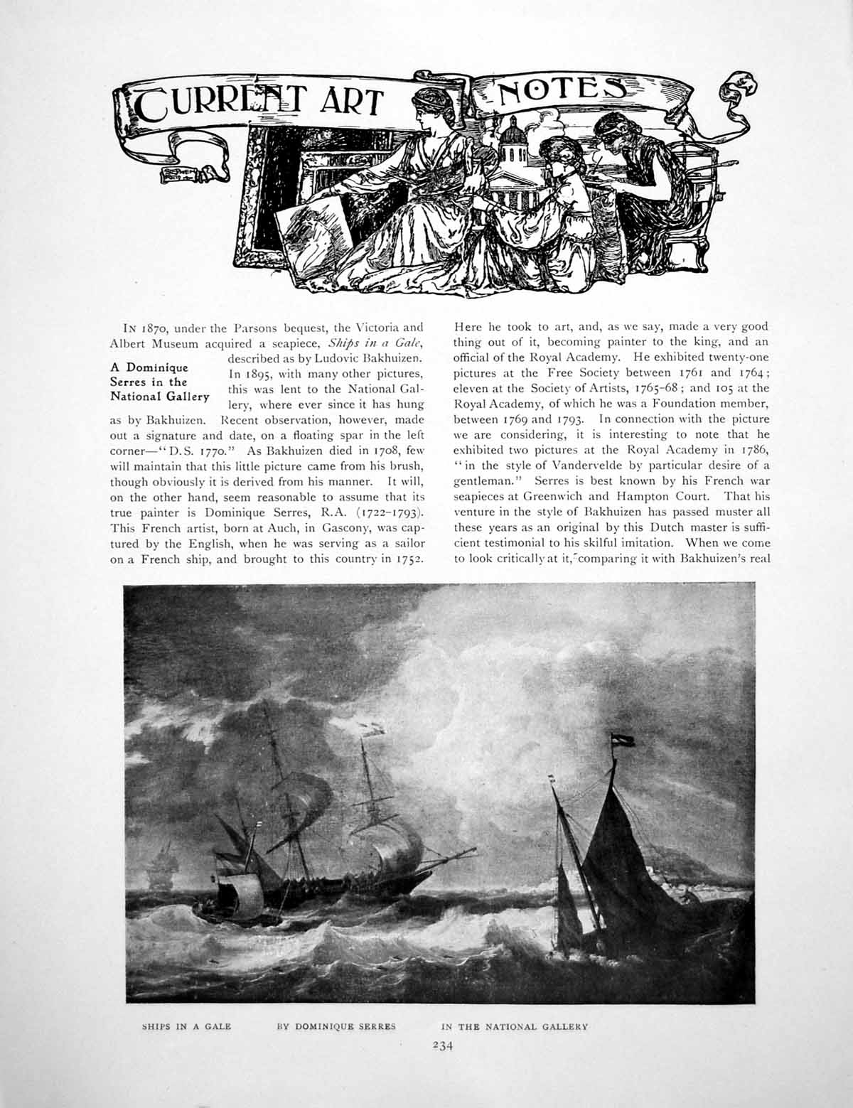 Antique Old Print Art Notes Ships In Gale D Serres Roll HonourPages 1918