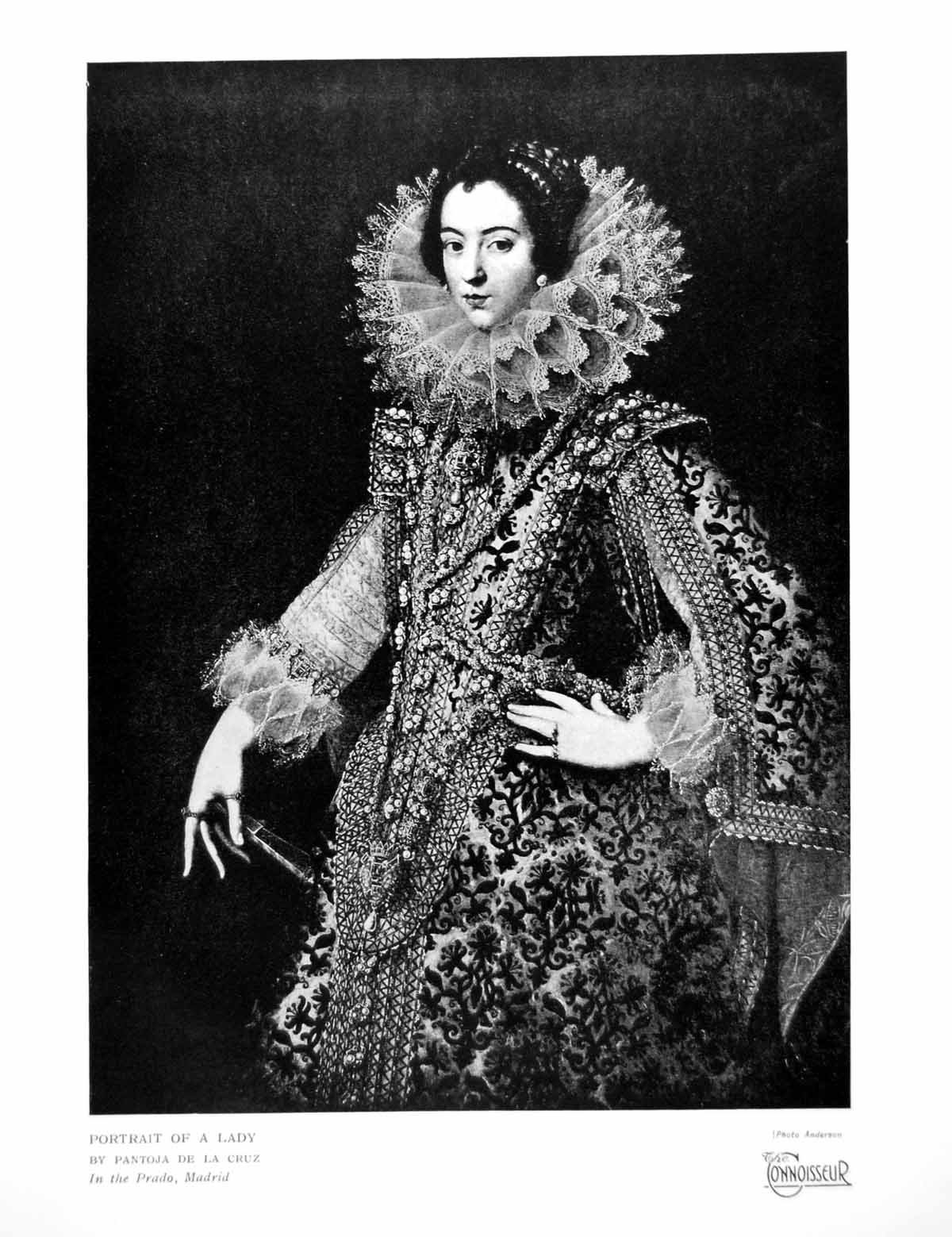 Old Vintage Print Portrait A Lady Pantoja De La Cruz In Prado Madrid 1918 20th