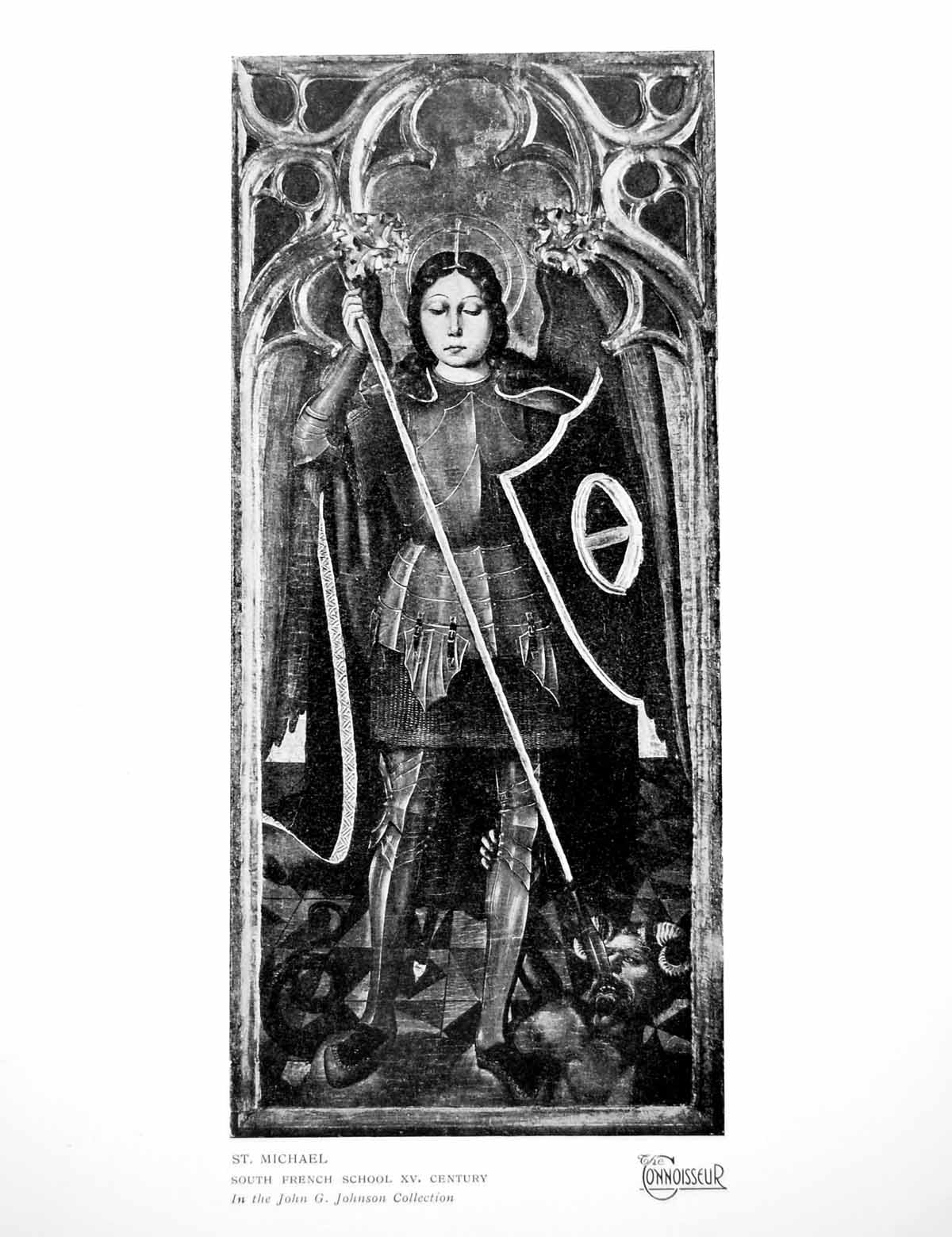 Original Old Vintage Print St. Michael South French School Xv. Century 1918