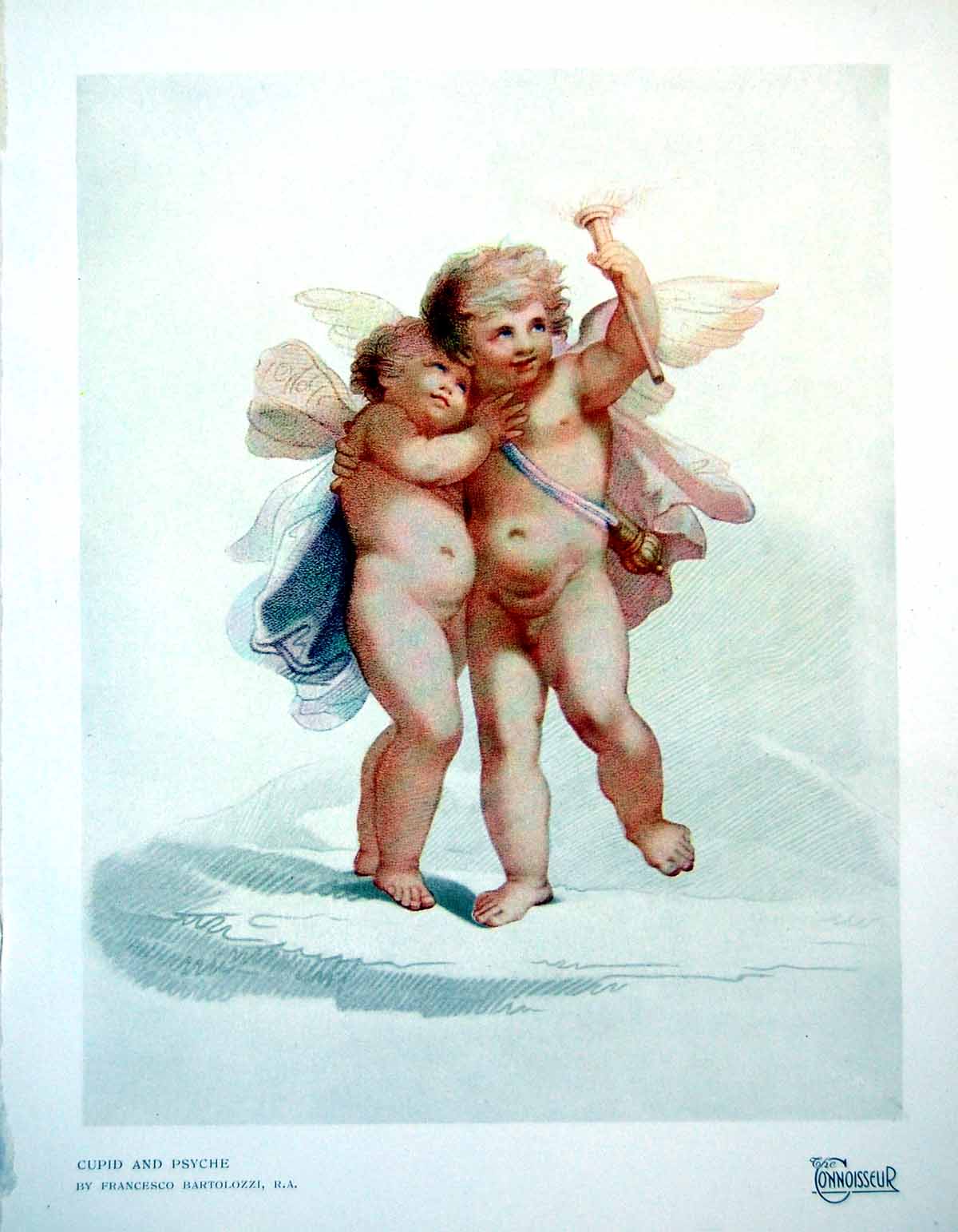 Original Old Vintage Print Cupid And Psyche By Francesco Bartolozzi R.A. 1918