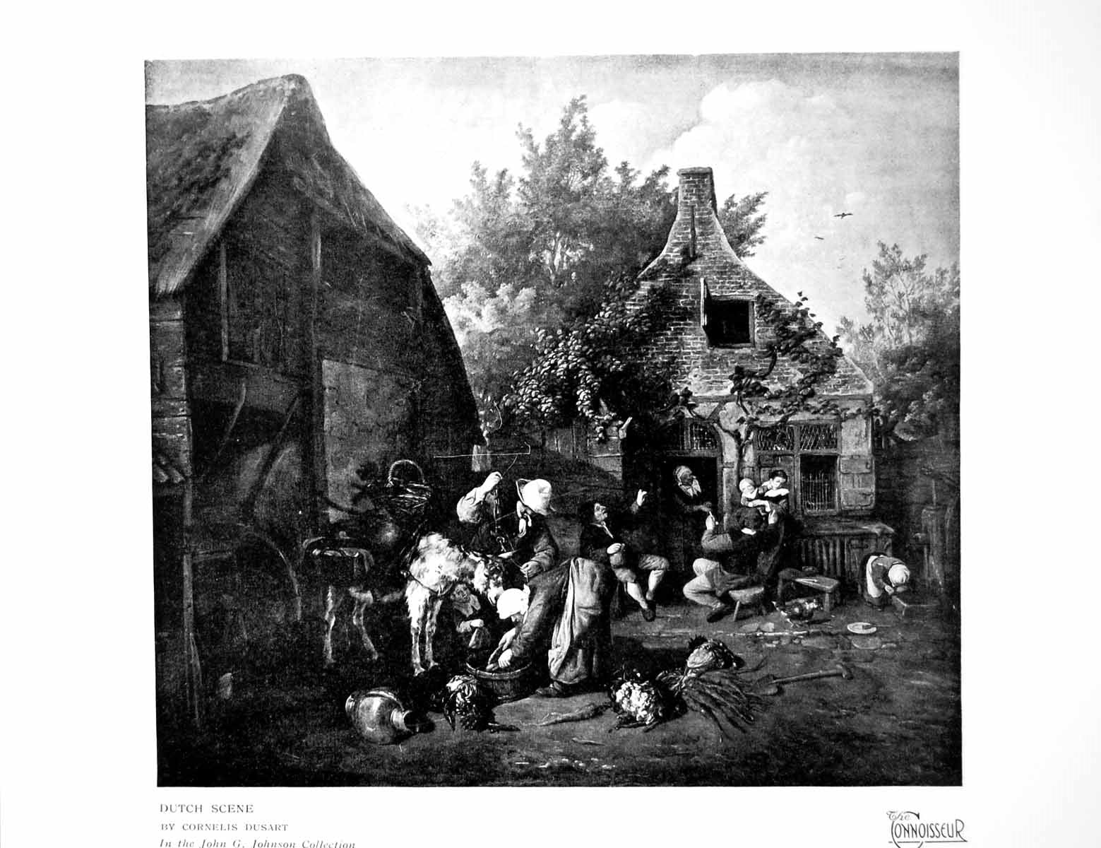 Antique Old Print Dutch Scene Cornelius Dusart John G Johnson Collection 1918