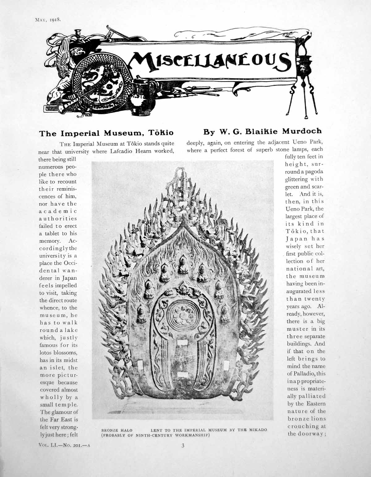 Antique Old Print Imperial Museum Tokio Bronze Halo VasubandhuPages 1918