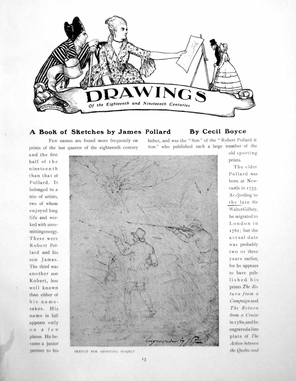 Antique Old Print Book Sketches James Pollard Shooting SubjectPages 1918