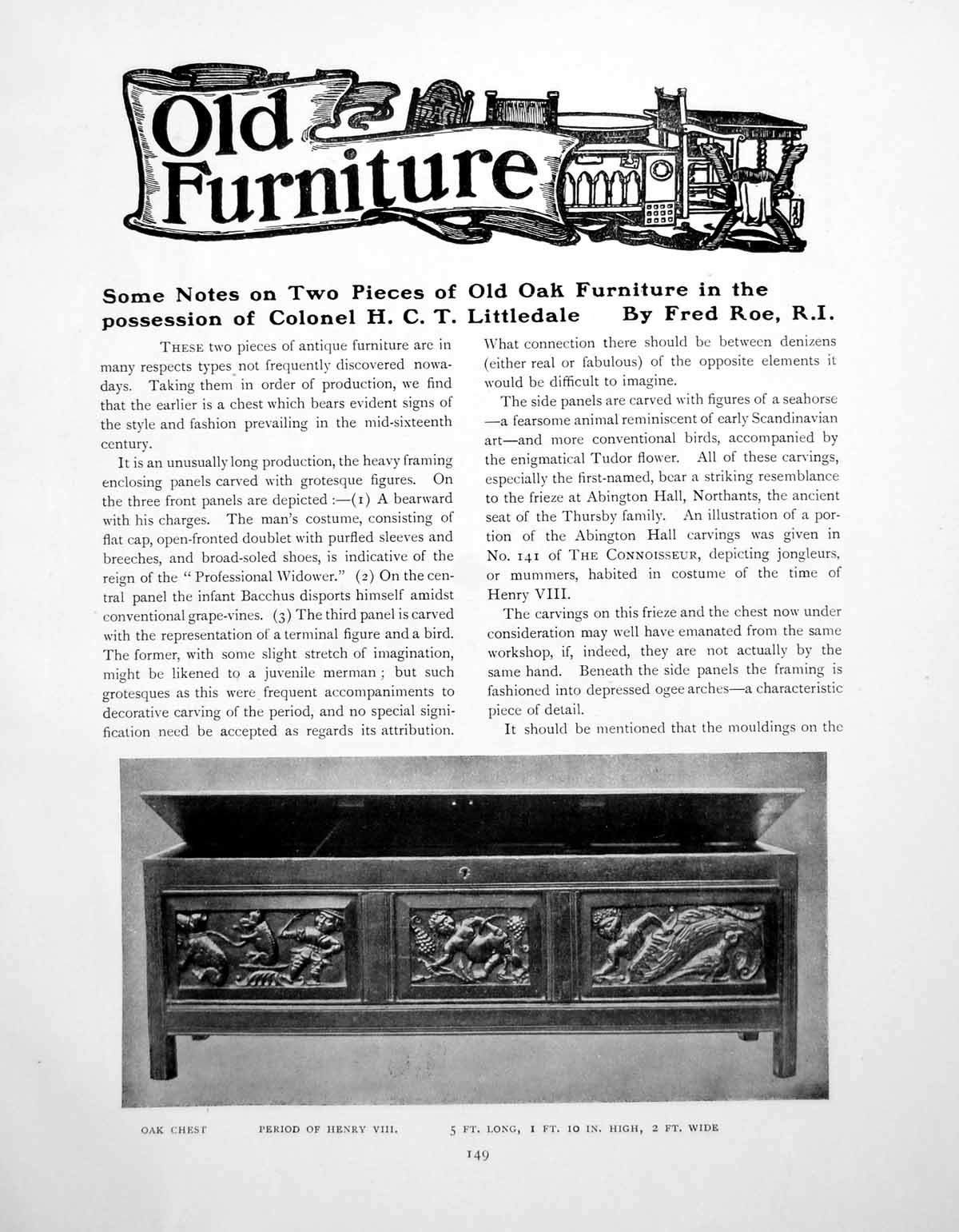 Antique Old Print Oak Furniture Collection Col. Hct LittledalePage 1918