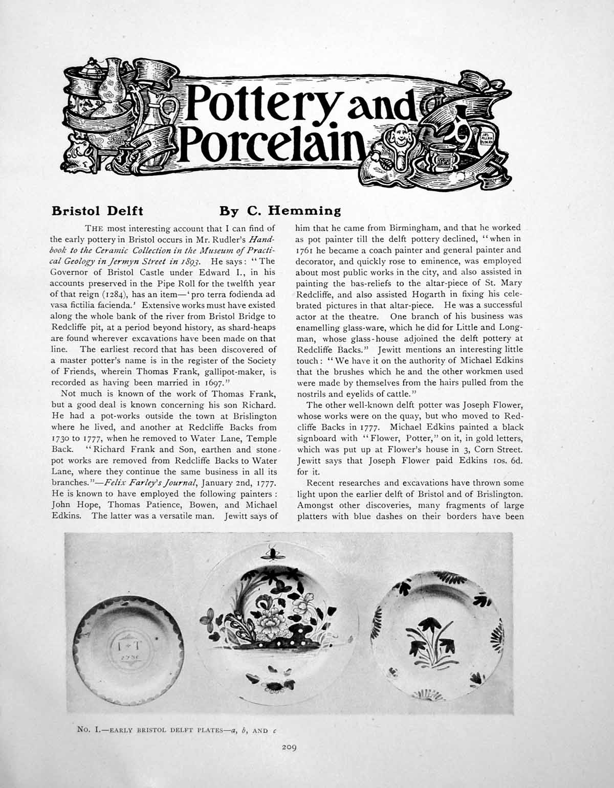 Antique Print Bristol Delft Early Plates Posset-Pot Punch-BowlPages 1918
