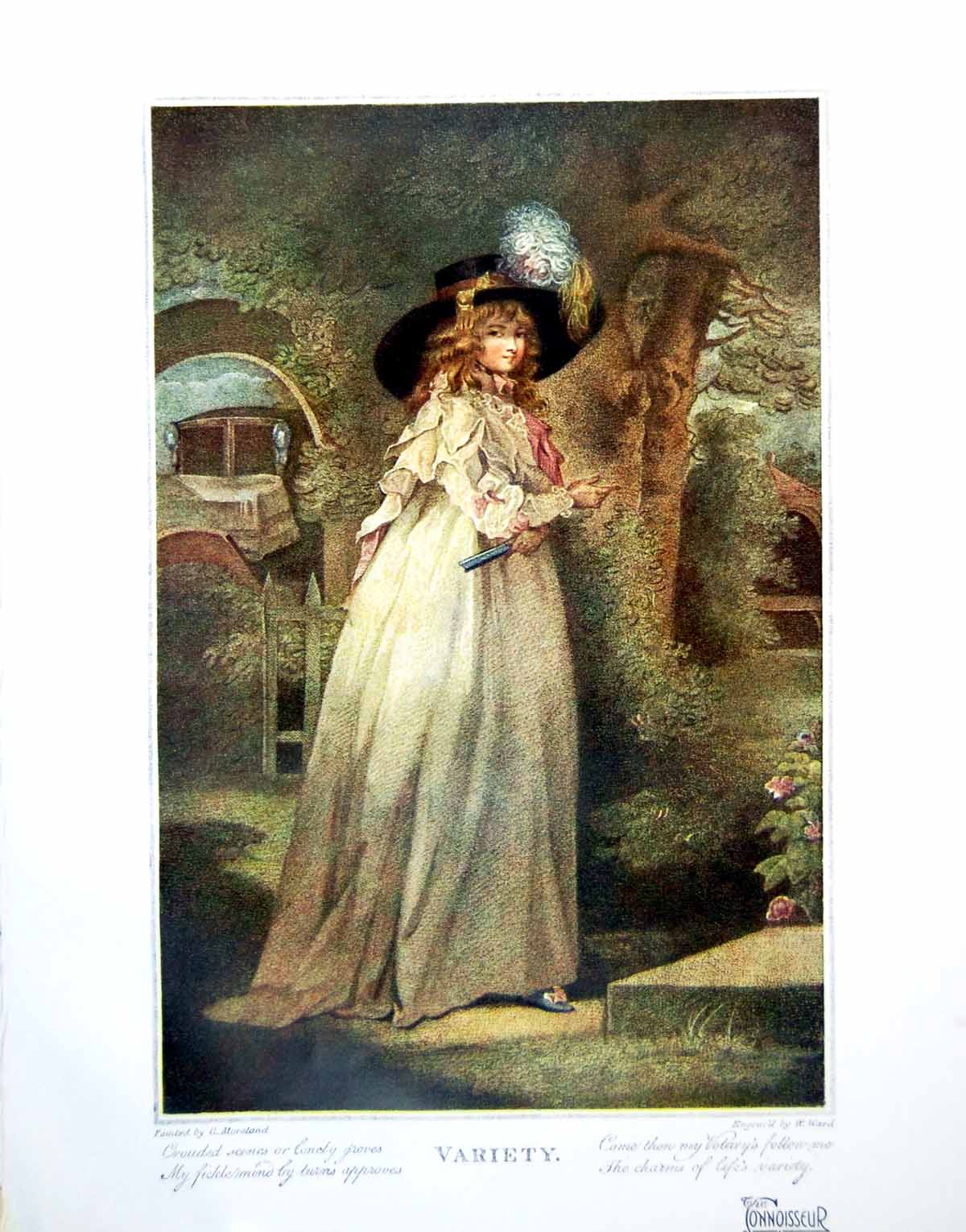 Original Old Vintage Print Variety Lady Painted G Moreland Engraved W Ward 1918