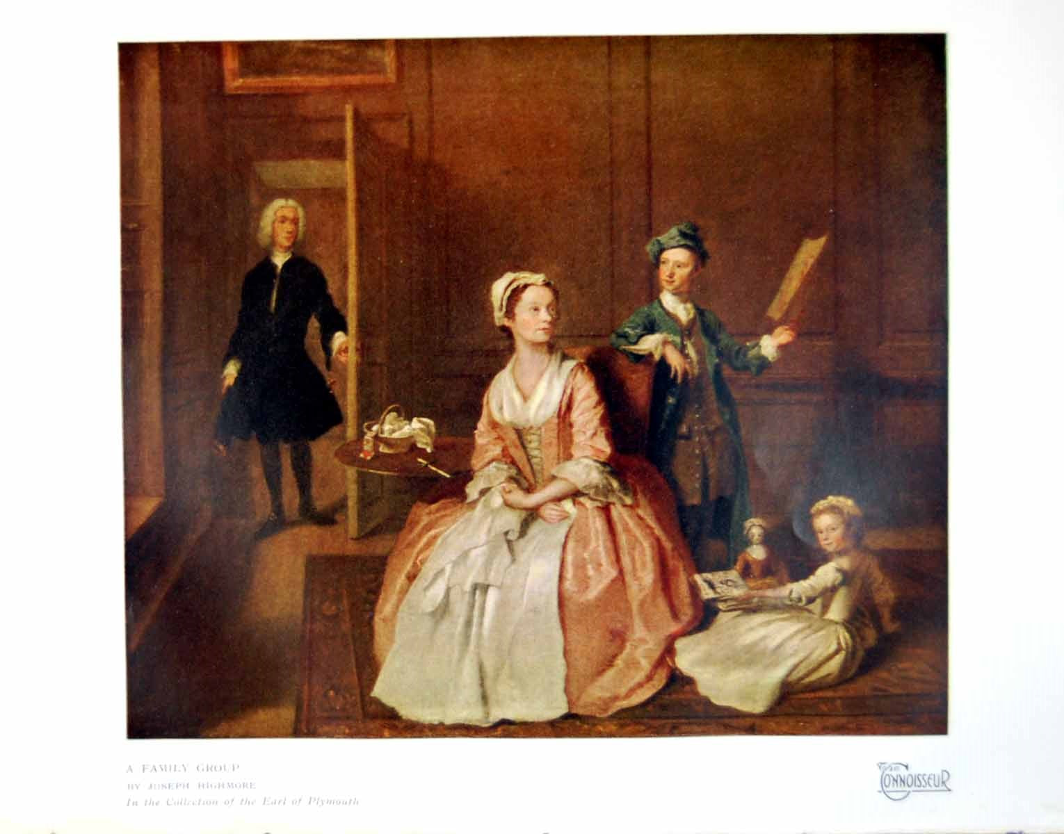 Antique Old Print Family Group Joseph Highmore Collection Earl Plymouth 1918