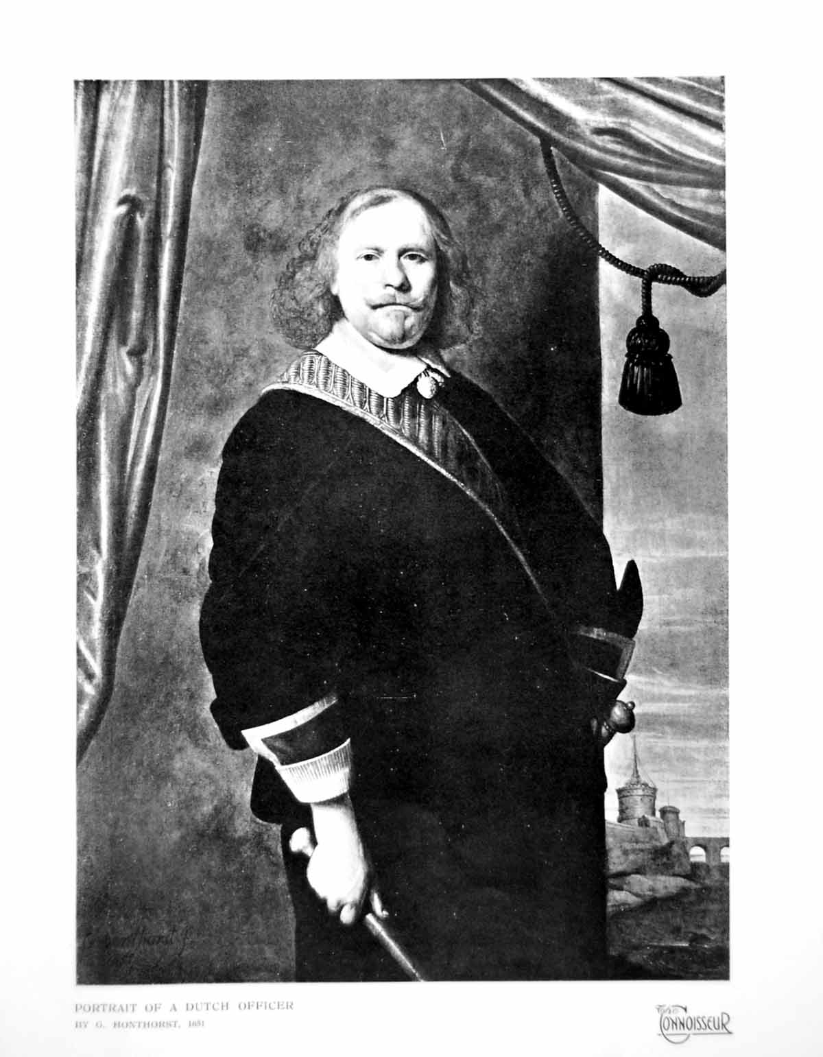 Original Old Vintage Print Portrait A Dutch Officer G Honthorst 1918 20th