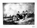 Antique Old Print A Promenade By The Sea Eugene Gabriel Isabey Family 1918 20th