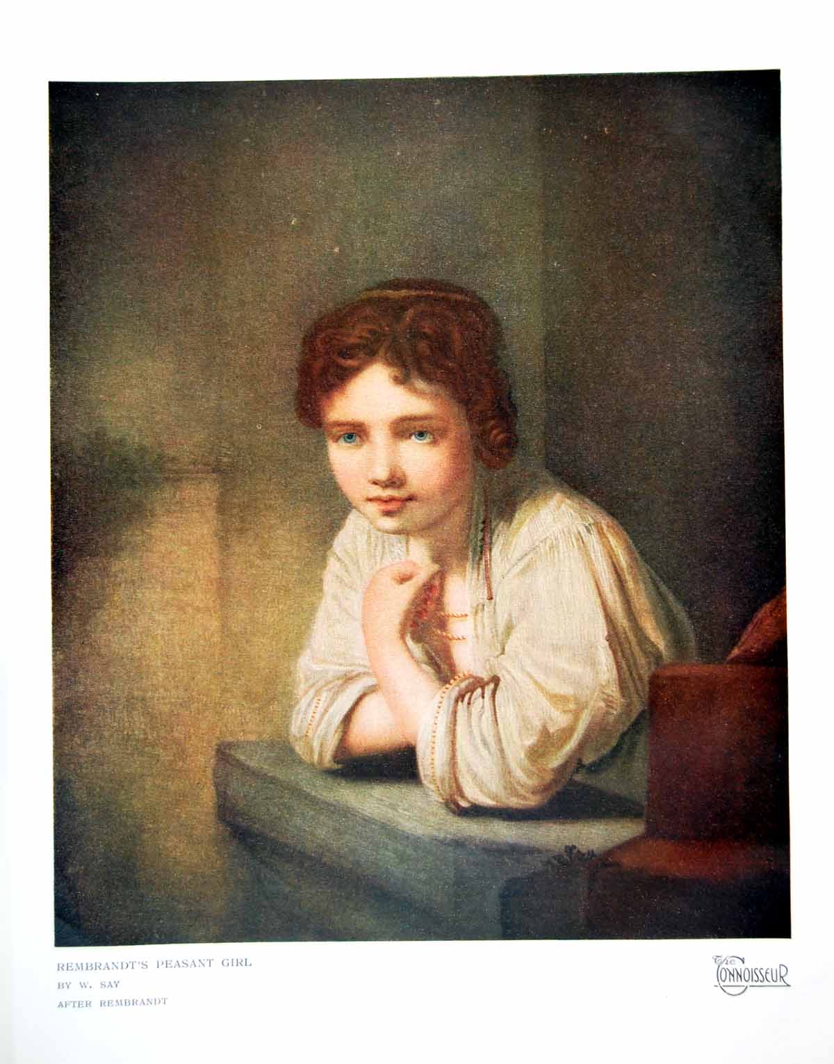 Old Vintage Print Rembrandt'S Peasant Girl By W Say After Rembrandt 1918 20th
