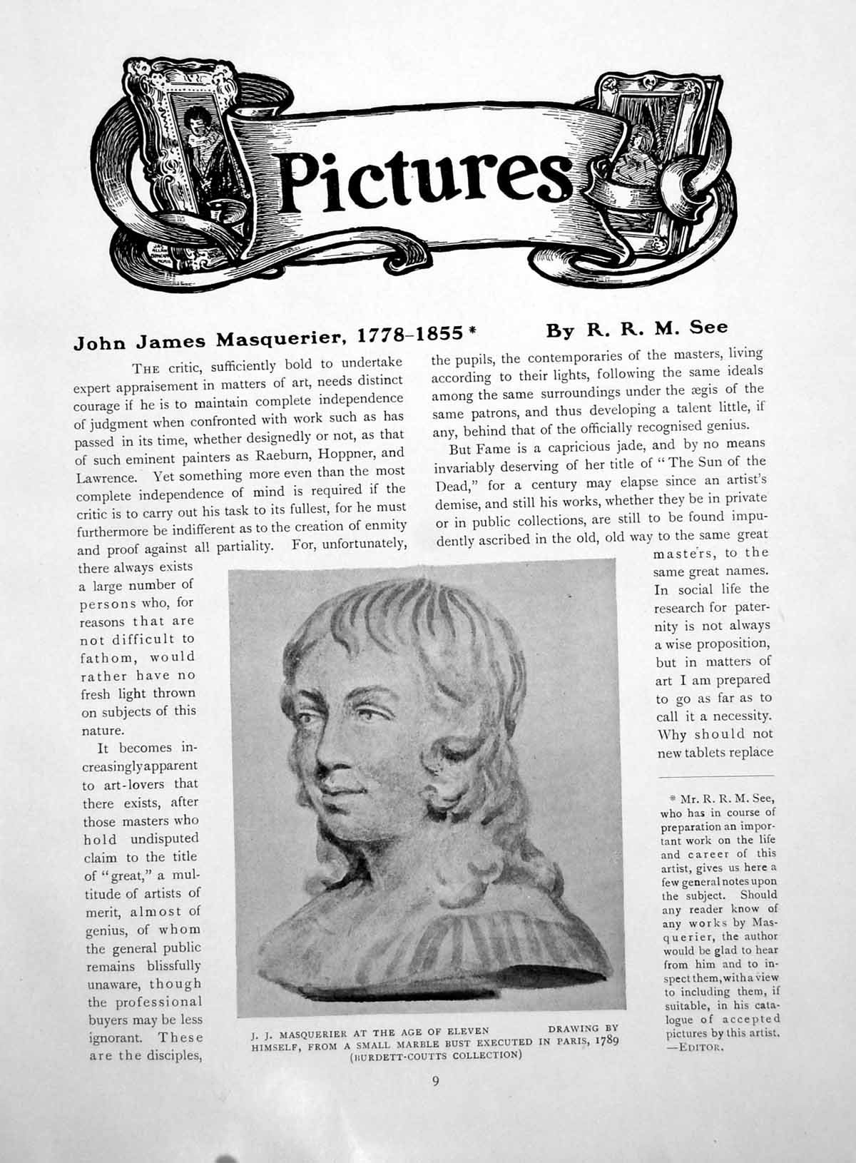 Old Print John James Masquerier 1778-1855 Portrait As A BoyPages 1918 18th