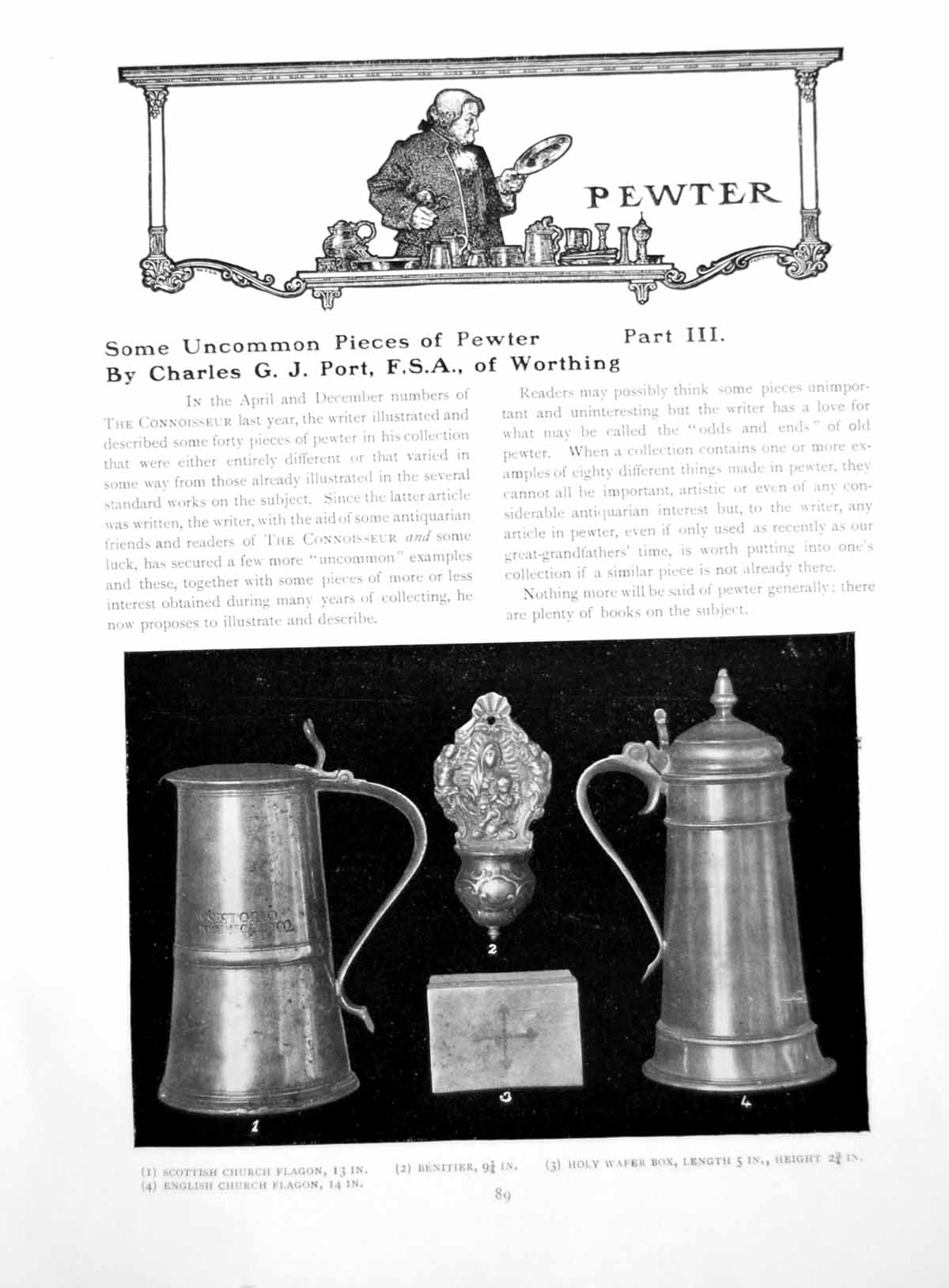 Antique Old Print Some Uncommon Pieces Pewter Part Iii FlagonPages 1918