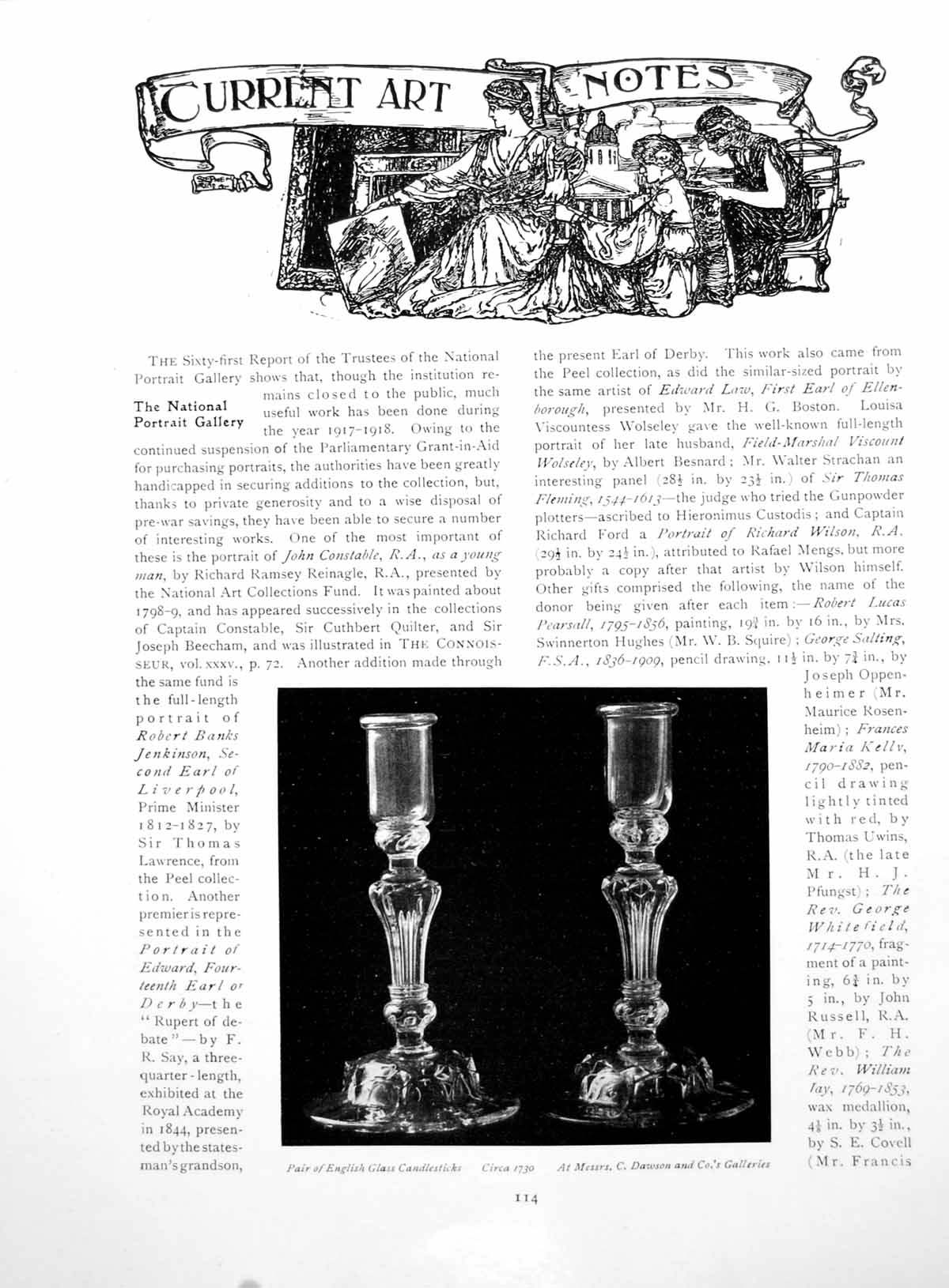 Antique Print Notes Glass Candlesticks French Military MedalsPages 1918