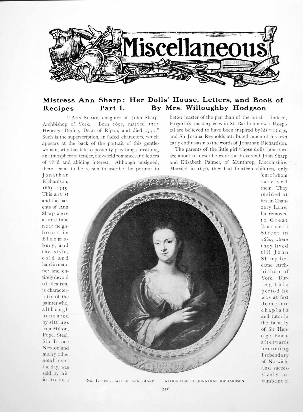 Old Print Mistress Ann Sharp Dolls' House Letters Recipes IPages 1918
