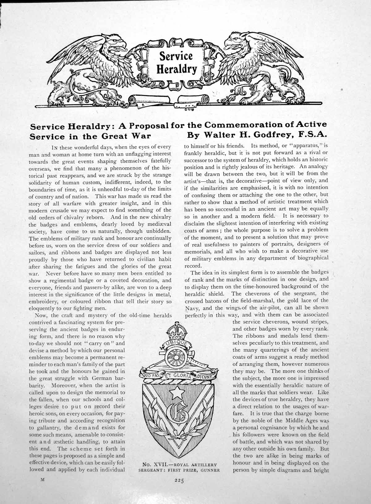 Old Vintage Print Service Heraldry Commemmoration Great WarPages 1918