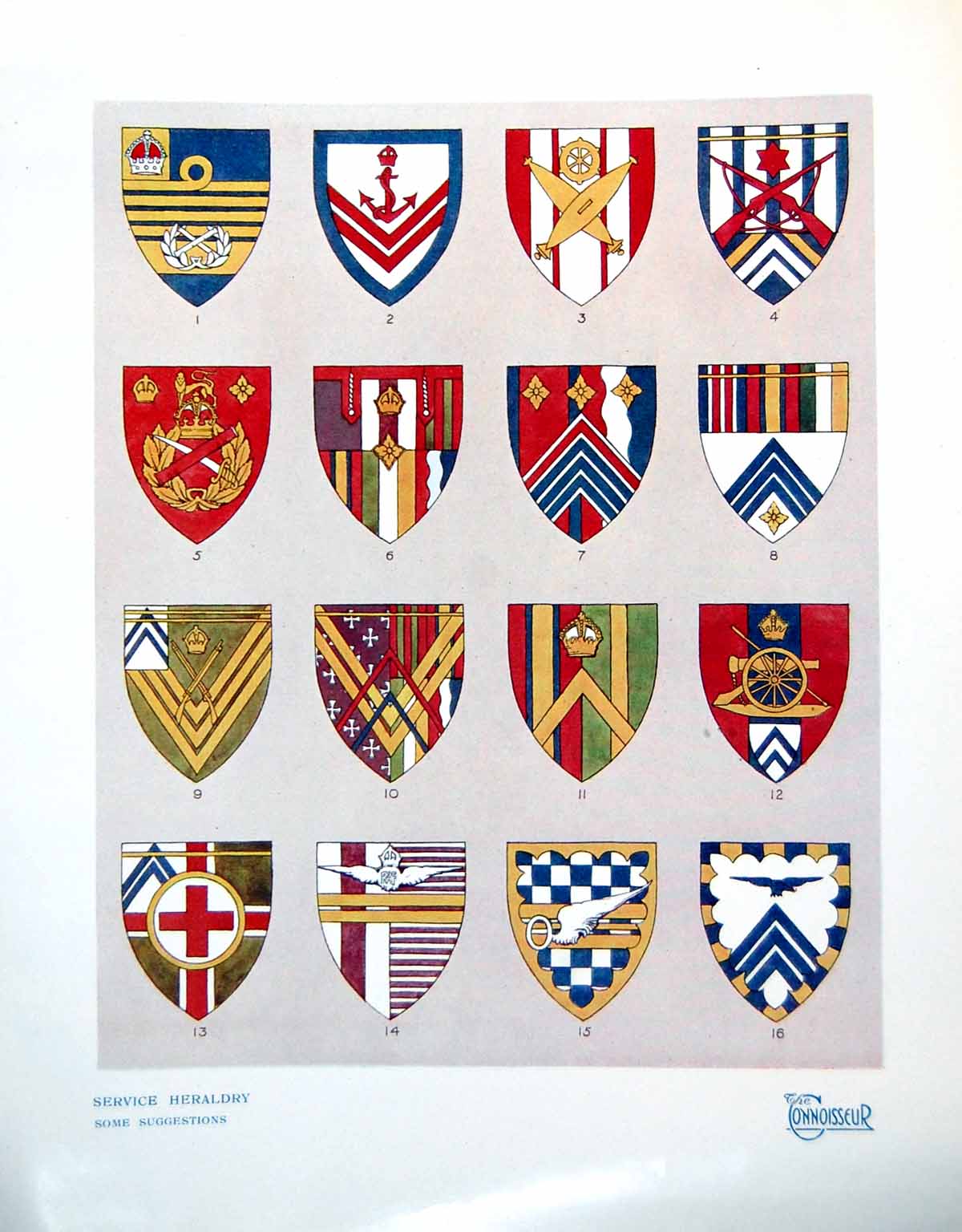 Original Old Vintage Print Service Heraldry Some Suggestions 1918 20th Century
