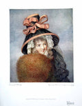 Original Old Vintage Print F Wheatley Young Woman Large Hat Fur Muffler 1918