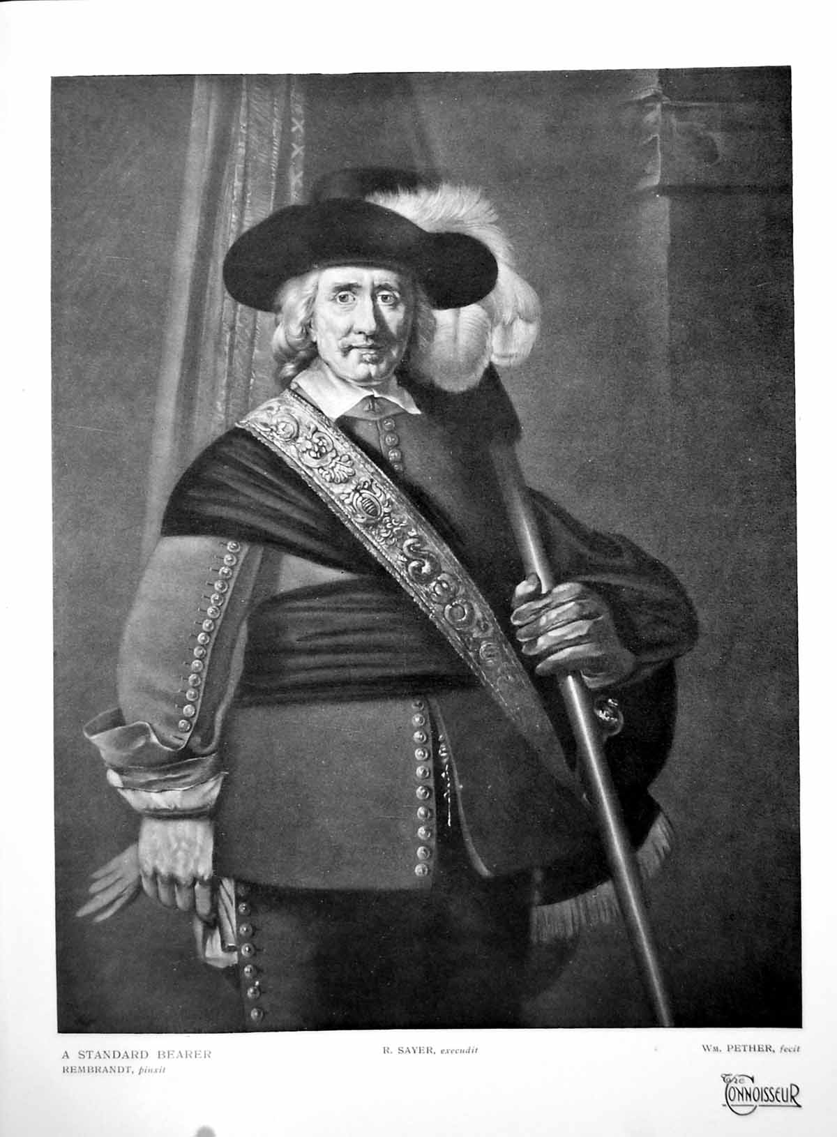 Old Vintage Print A Standard Bearer Buttoned Uniform Sash Waist Hat 1918 20th