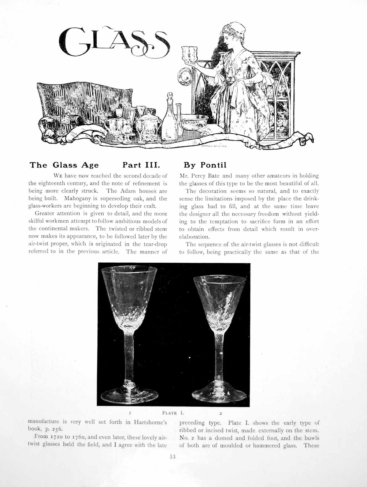 Old Print The Glass Age Part Iii Second Decade 18th CenturyPages 1919