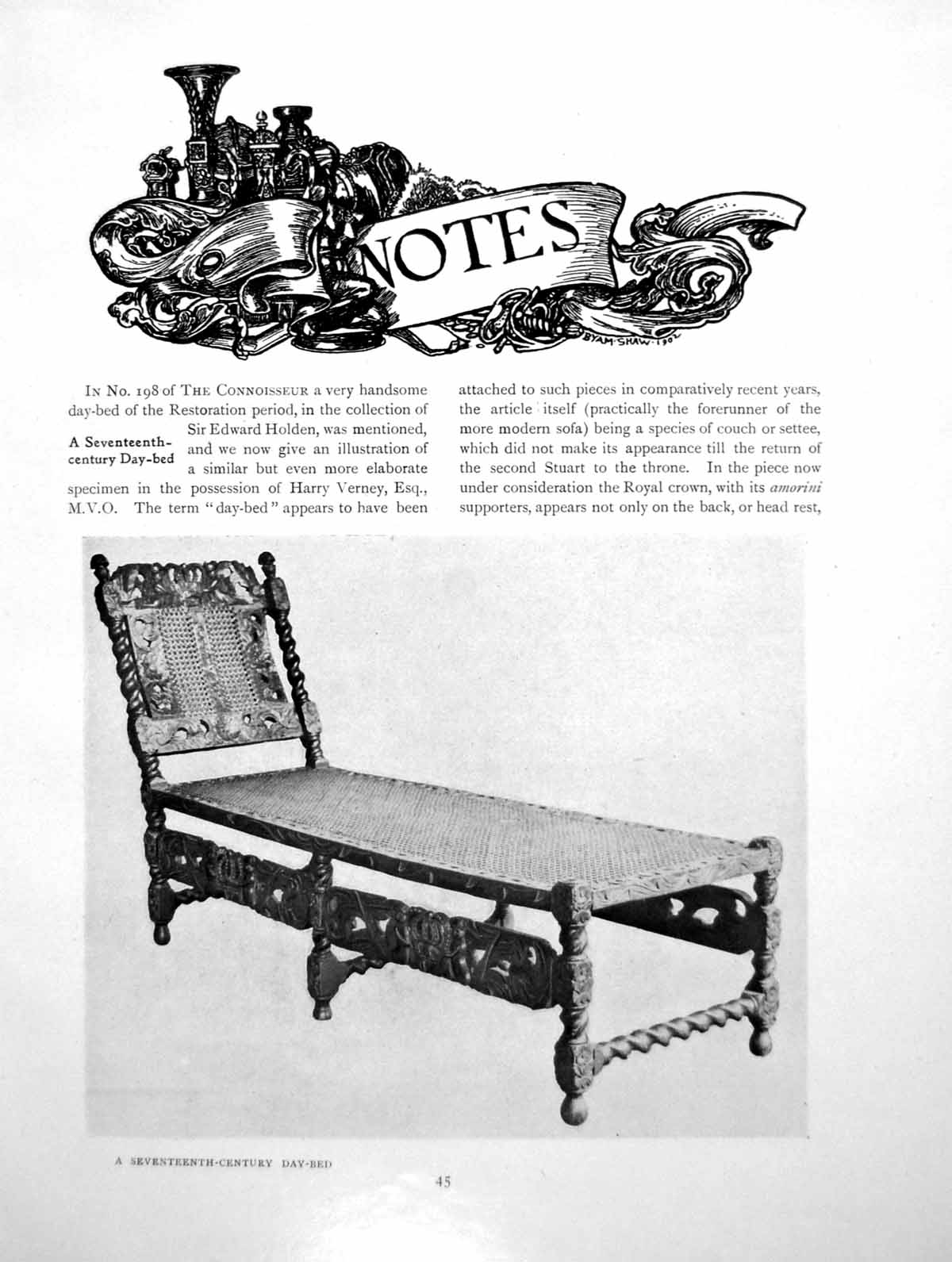 Antique Old Print Notes A 17Th Century Day Bed An Early FirearmPage 1919