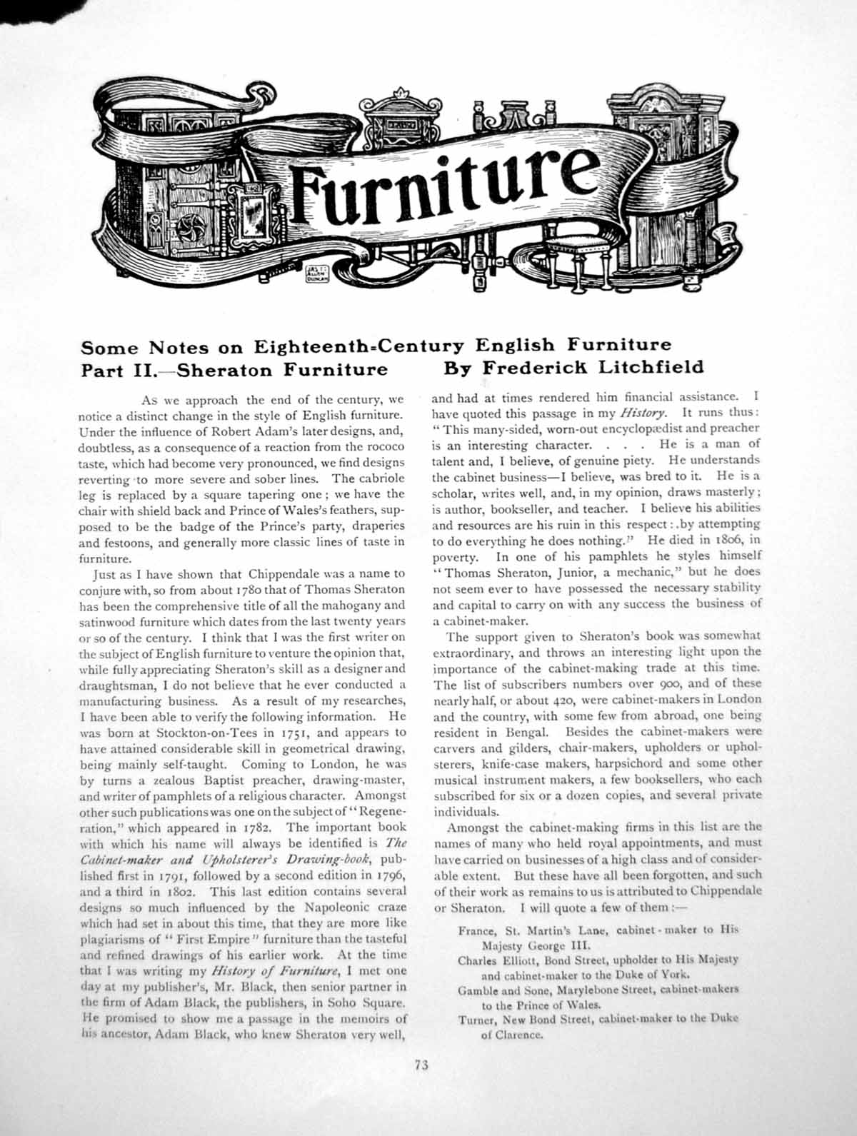 Antique Print 18th Century English Furniture Part Ii SheratonPages 1919