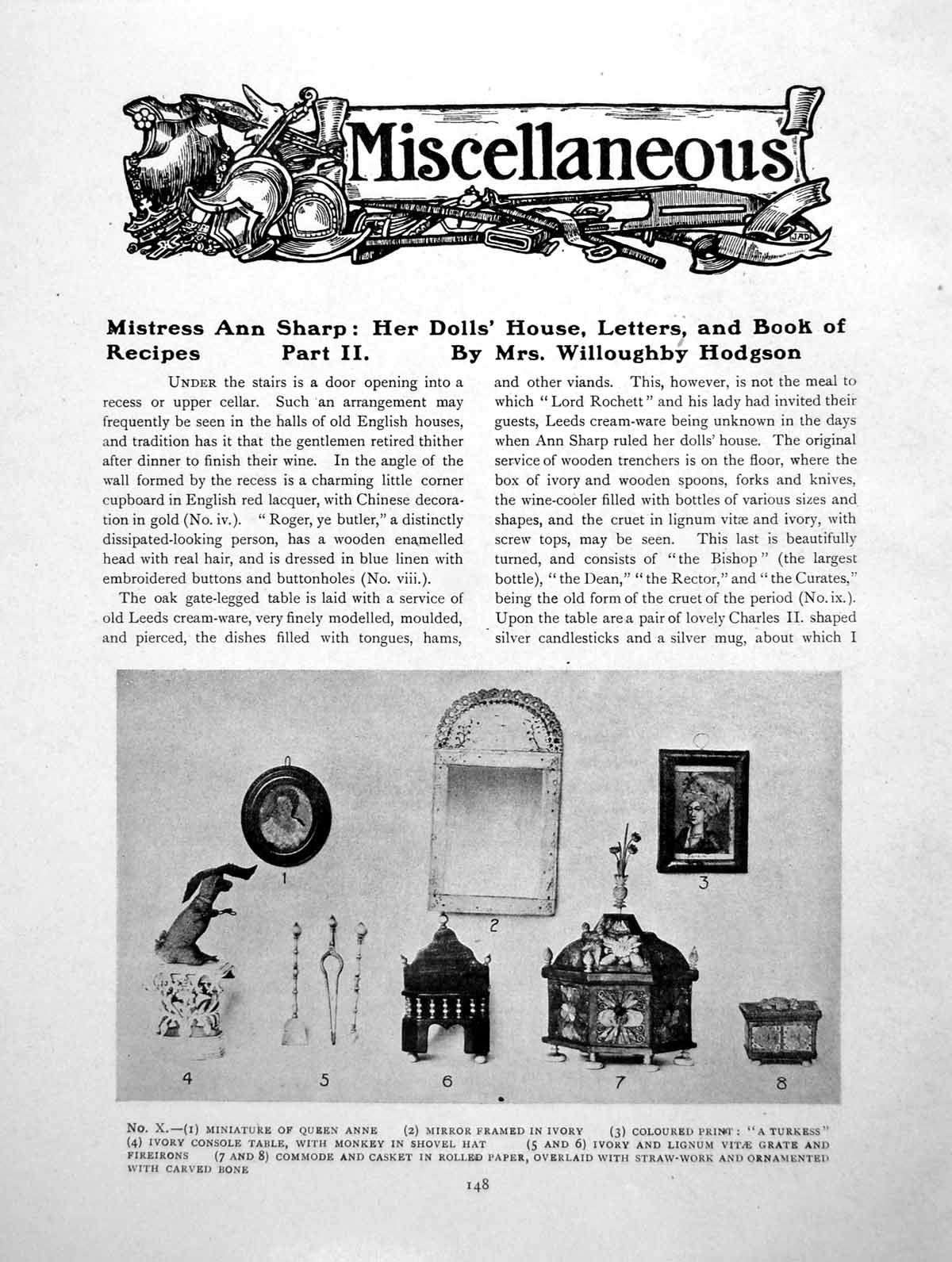 Old Print Ann Sharp Her Dolls' House Letters & Book RecipesPages 1919