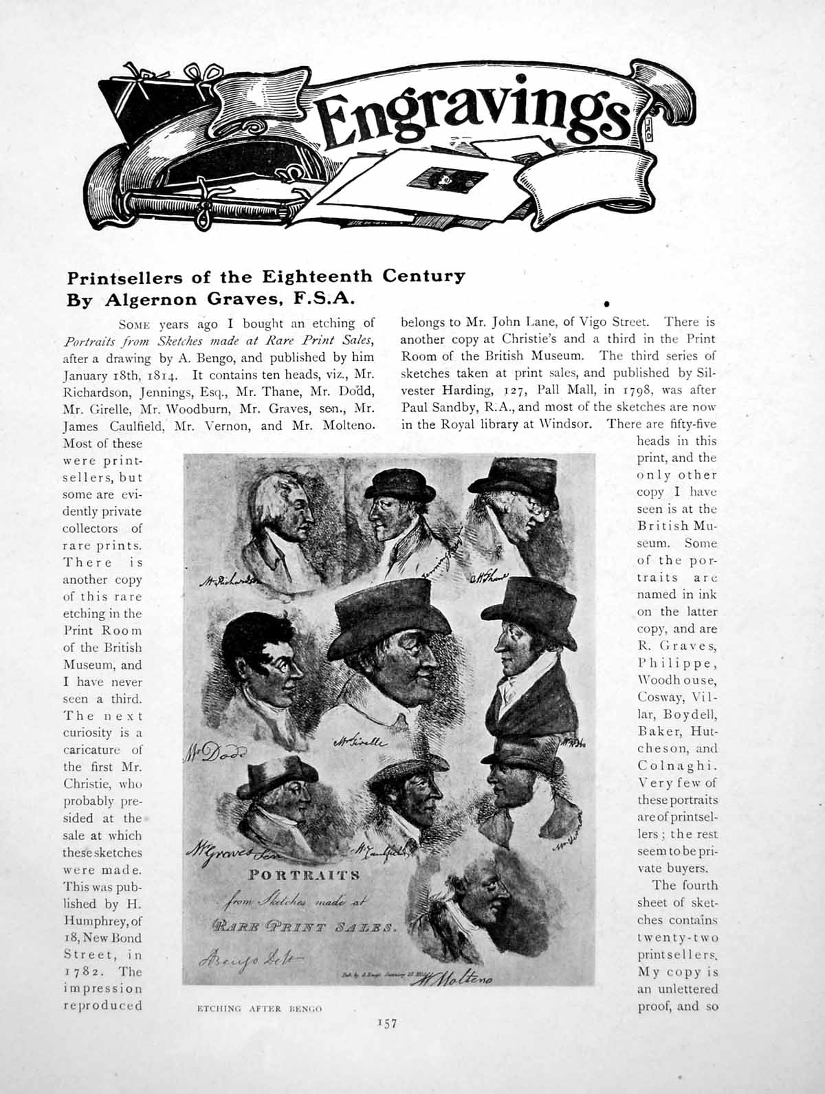 Original Old Vintage Print ellers The Eighteenth Century SketchesPage 1919