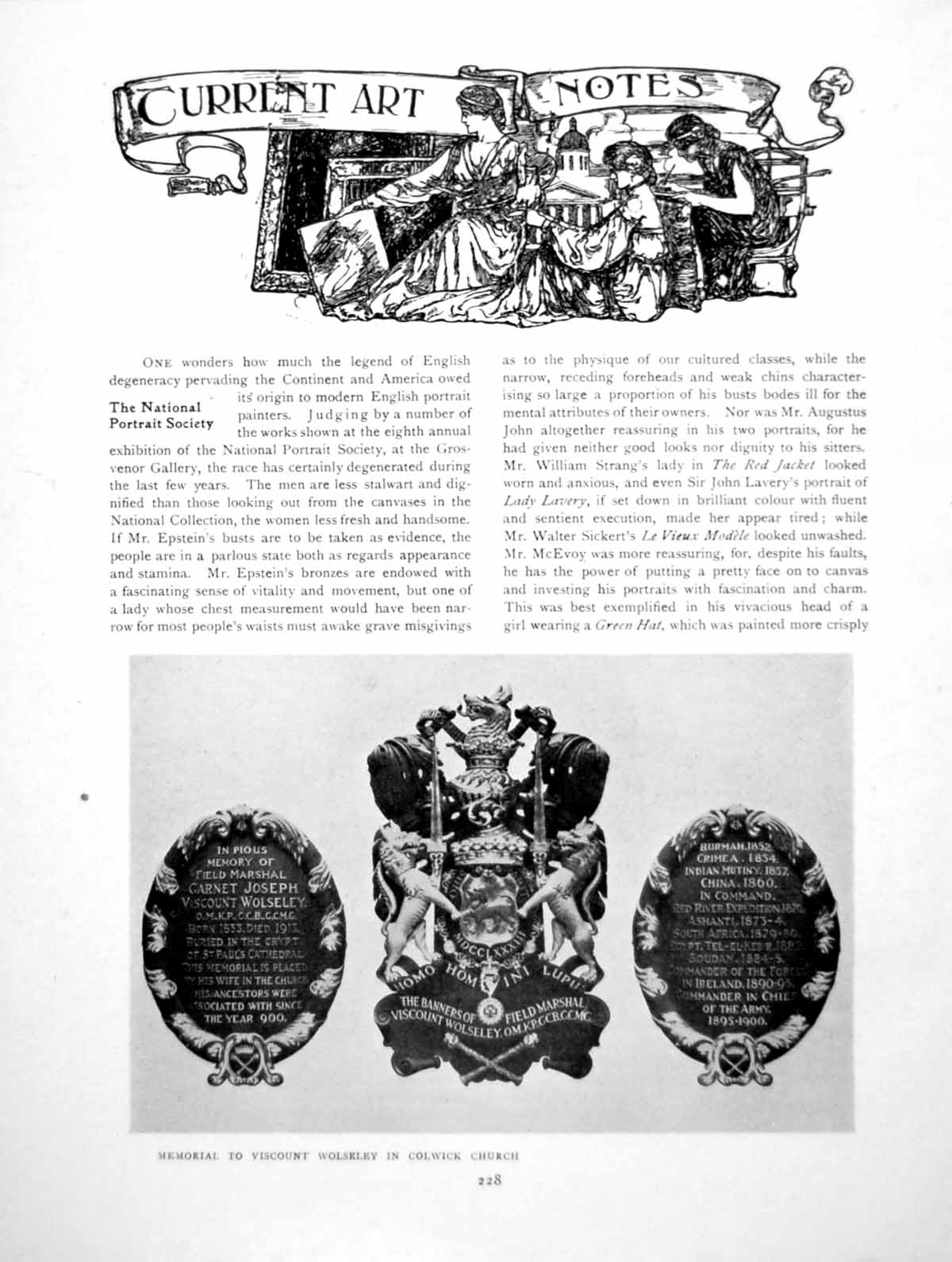 Antique Old Print Art Notes Memory To Viscount Wolseley ArmourPages 1919