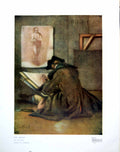 Antique Old Print The Artist By Gautier After M Chardin Man Seated Floor 1919