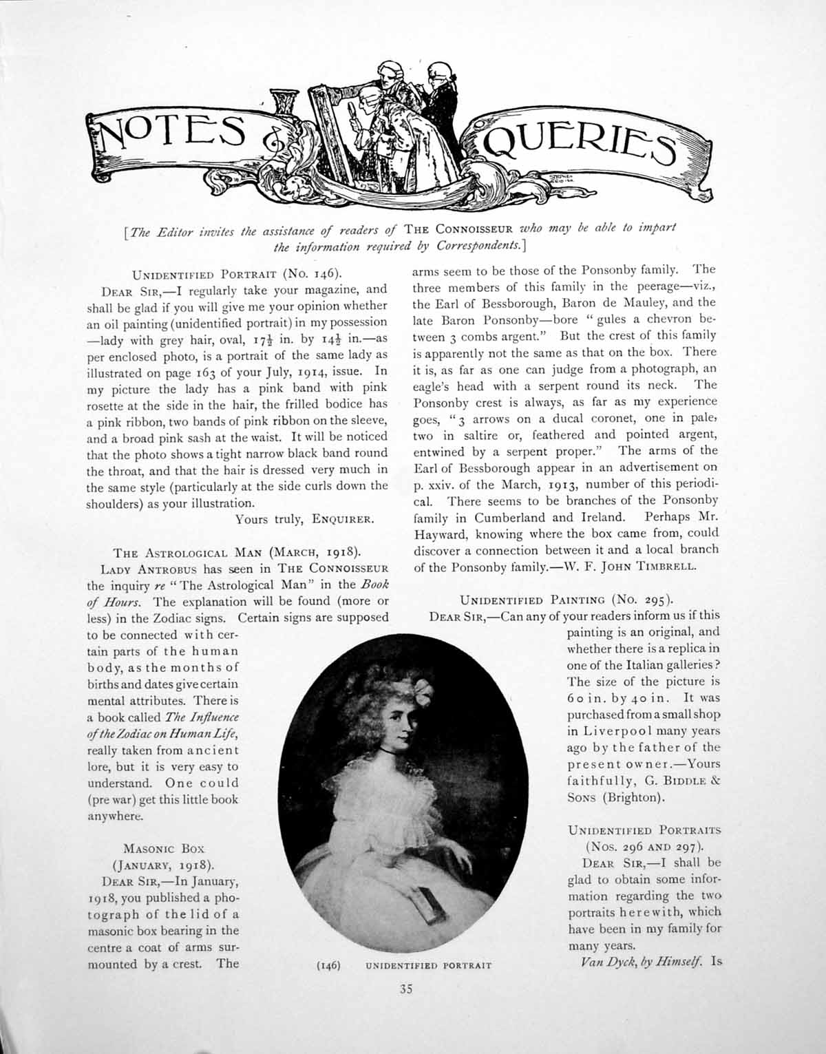 Old Vintage Print Notes Queries Unidentified Portrait TabardPages 1919