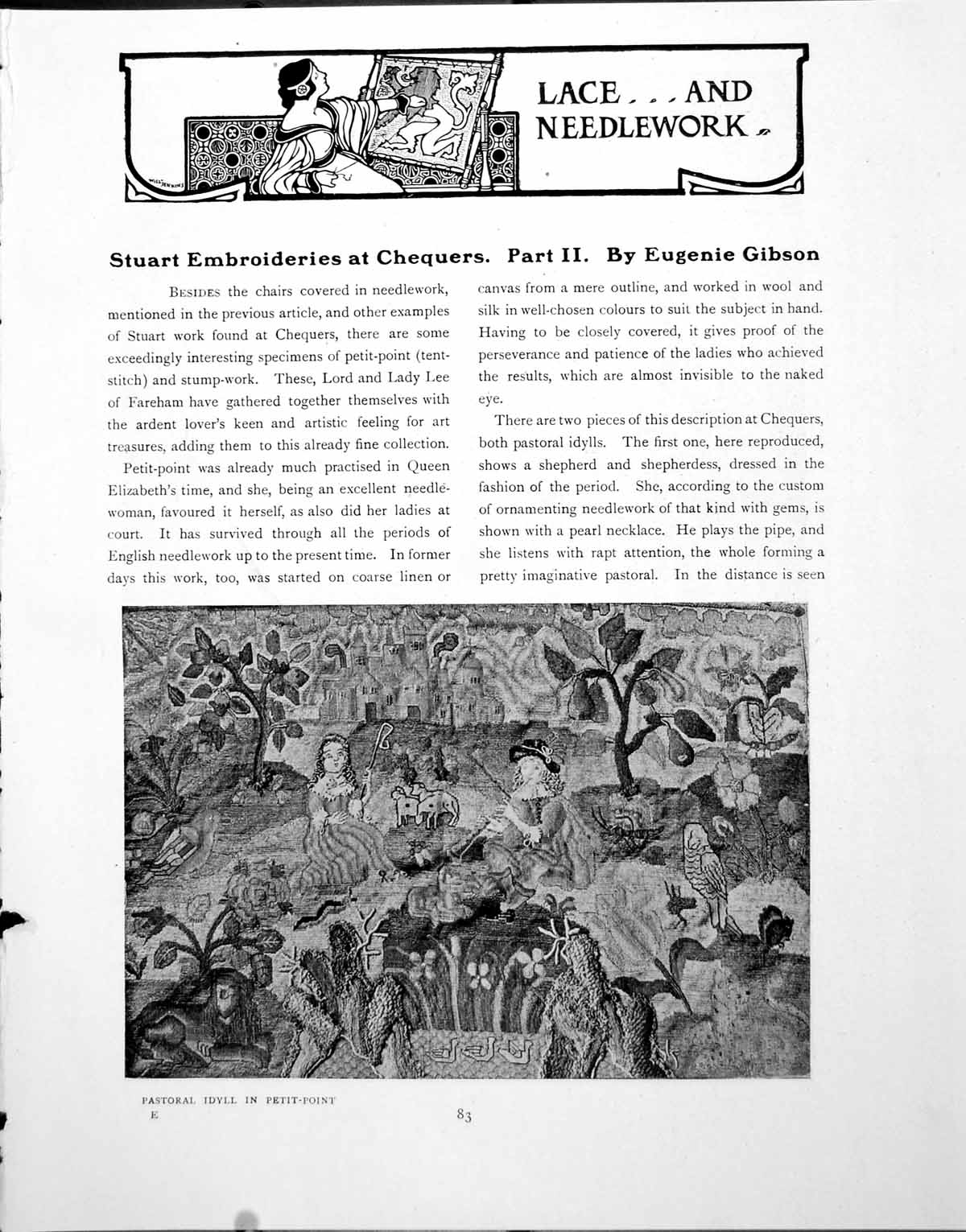 Antique Print Stuart Embroideries At Chequers Part Ii PastoralPages 1919