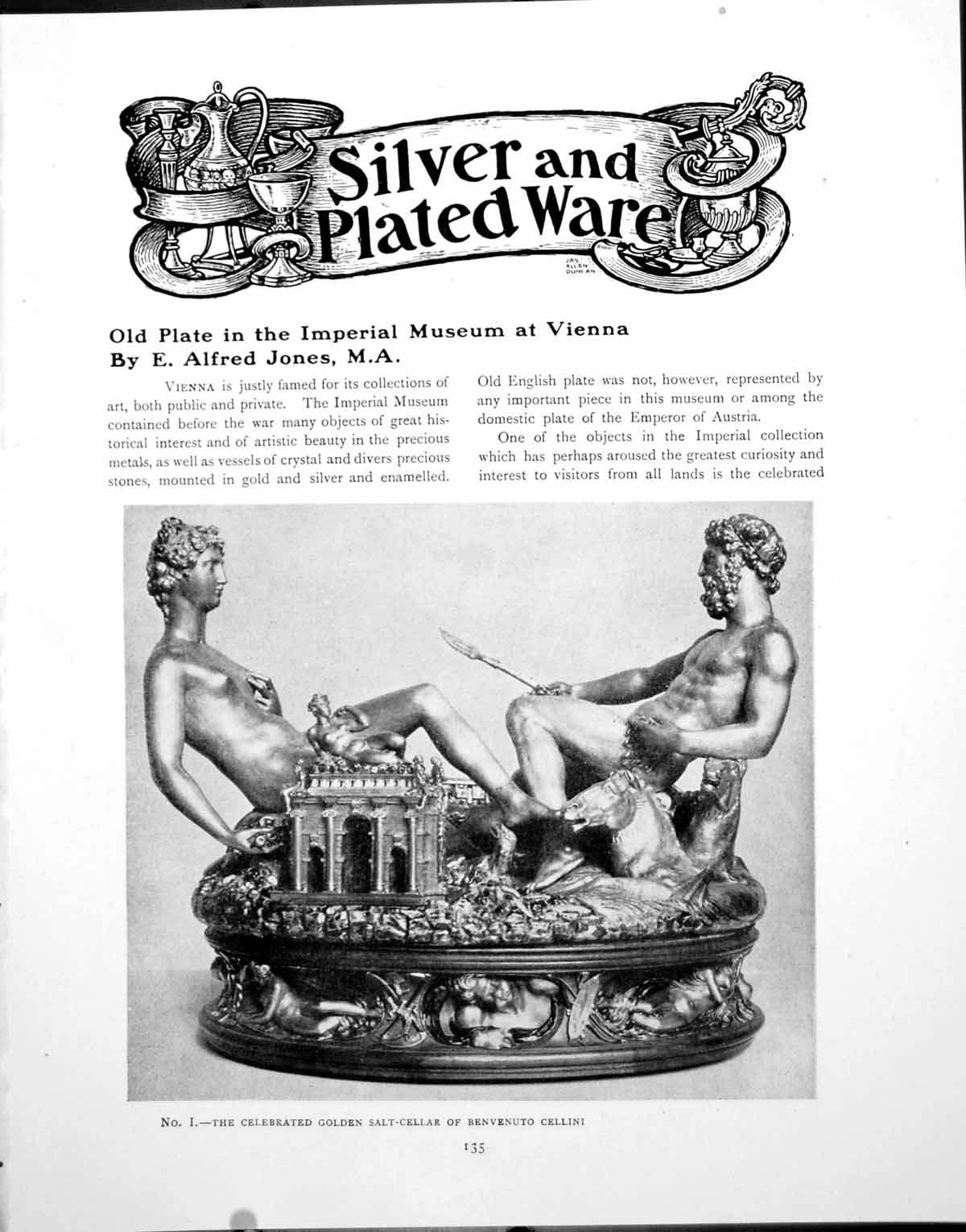 Antique Old Print Silver Plate In The Imperial Museum In ViennaPages 1919