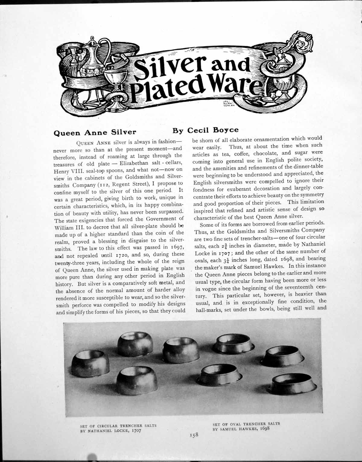 Antique Old Print Queen Anne Silver Circular Oval Trencher SaltsPages 1919