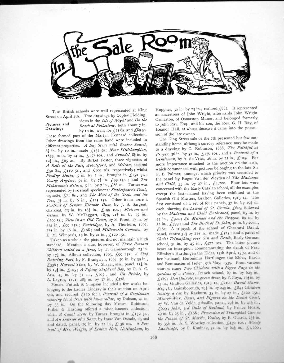 Antique Old Print Sale Room Pictures Drawings Bow Figures SummerPages 1919