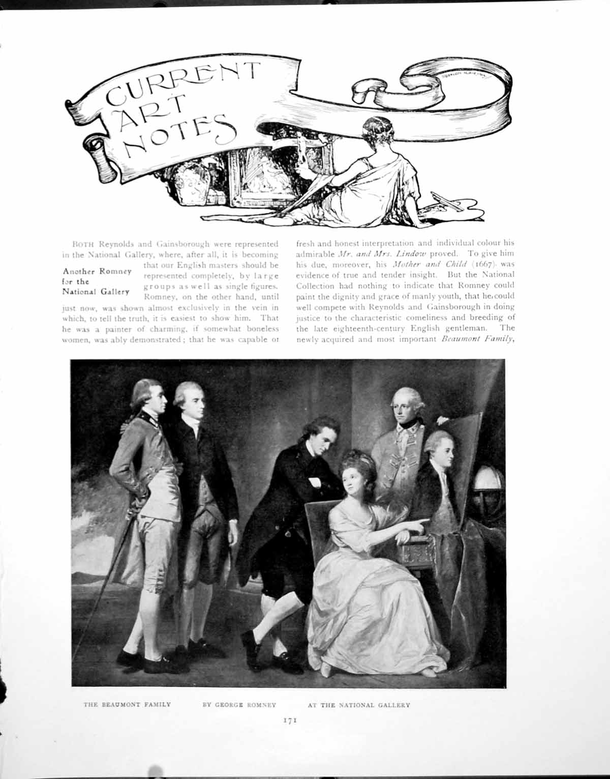 Antique Old Print Current Art Notes Romney For National GalleryPages 1919