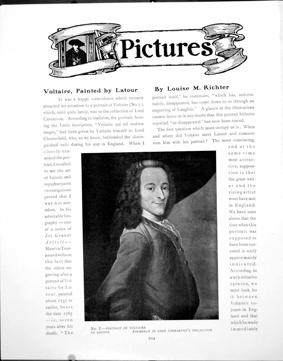 Antique Print Voltaire Painted Latour Lord Carnavon CollectionPages 1919