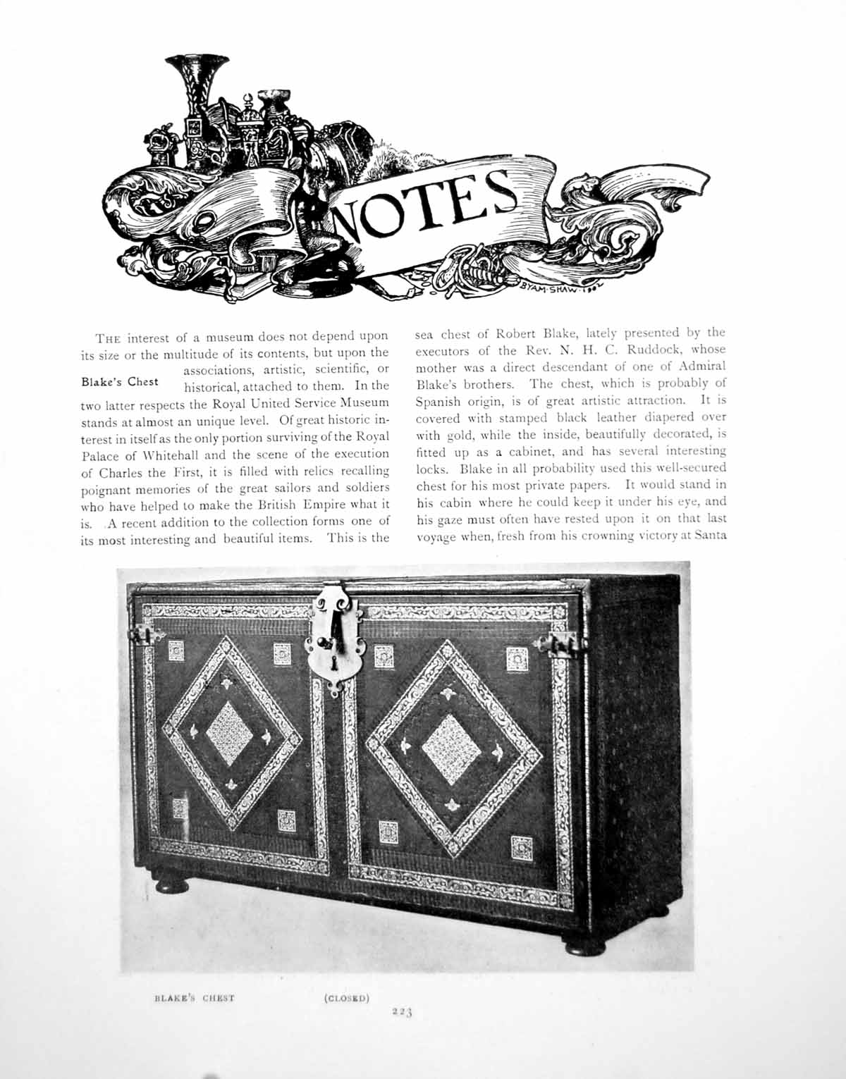 Antique Old Print Notes Blake'S Chest Closed Open CandlestickPages 1919