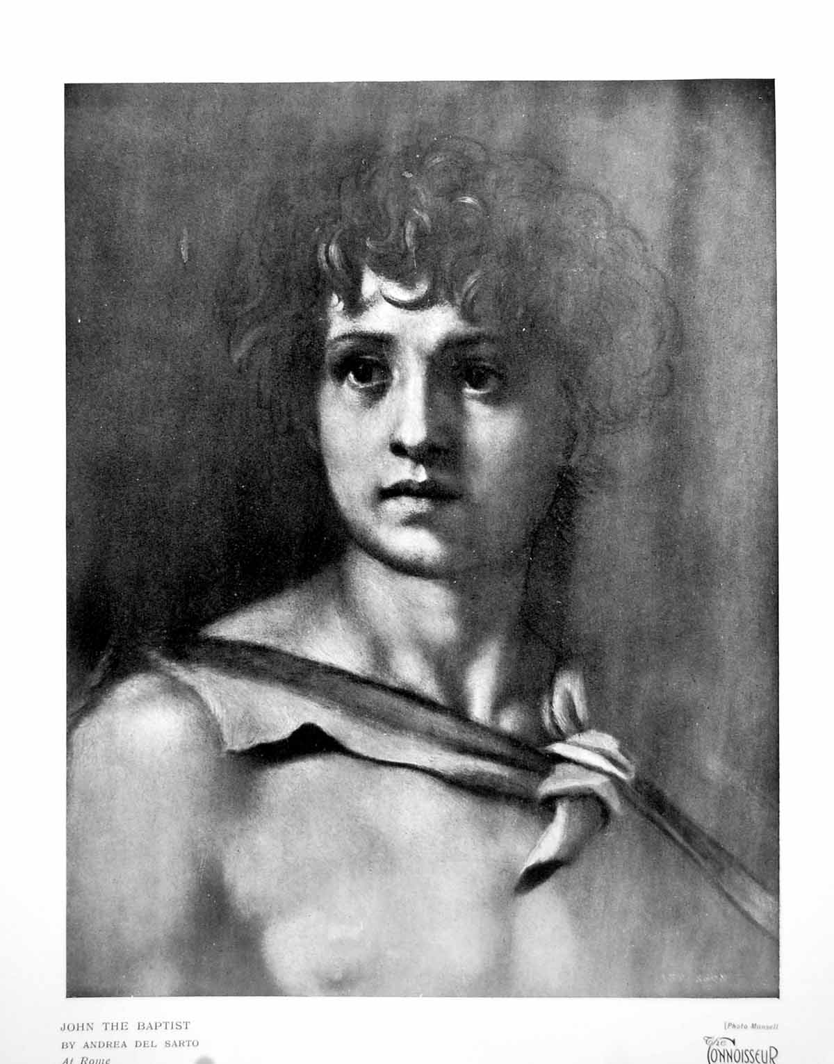 Original Old Vintage Print John The Baptist By Andrea Del Sarto At Rome 1919