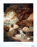 Original Old Vintage Print Shepherds Reposing Smocks Dogs Under Trees 1919 20th