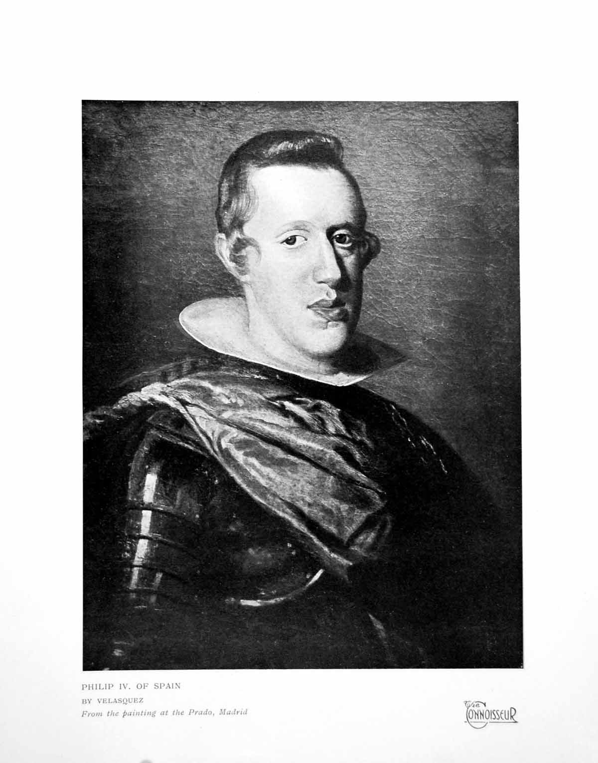 Antique Old Print Philip Iv Spin By Velasquez From Painting Prado Madrid 1919
