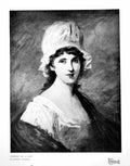 Antique Old Print Portrait Lady By George Chinnery Dark Cloak White Hat 1919
