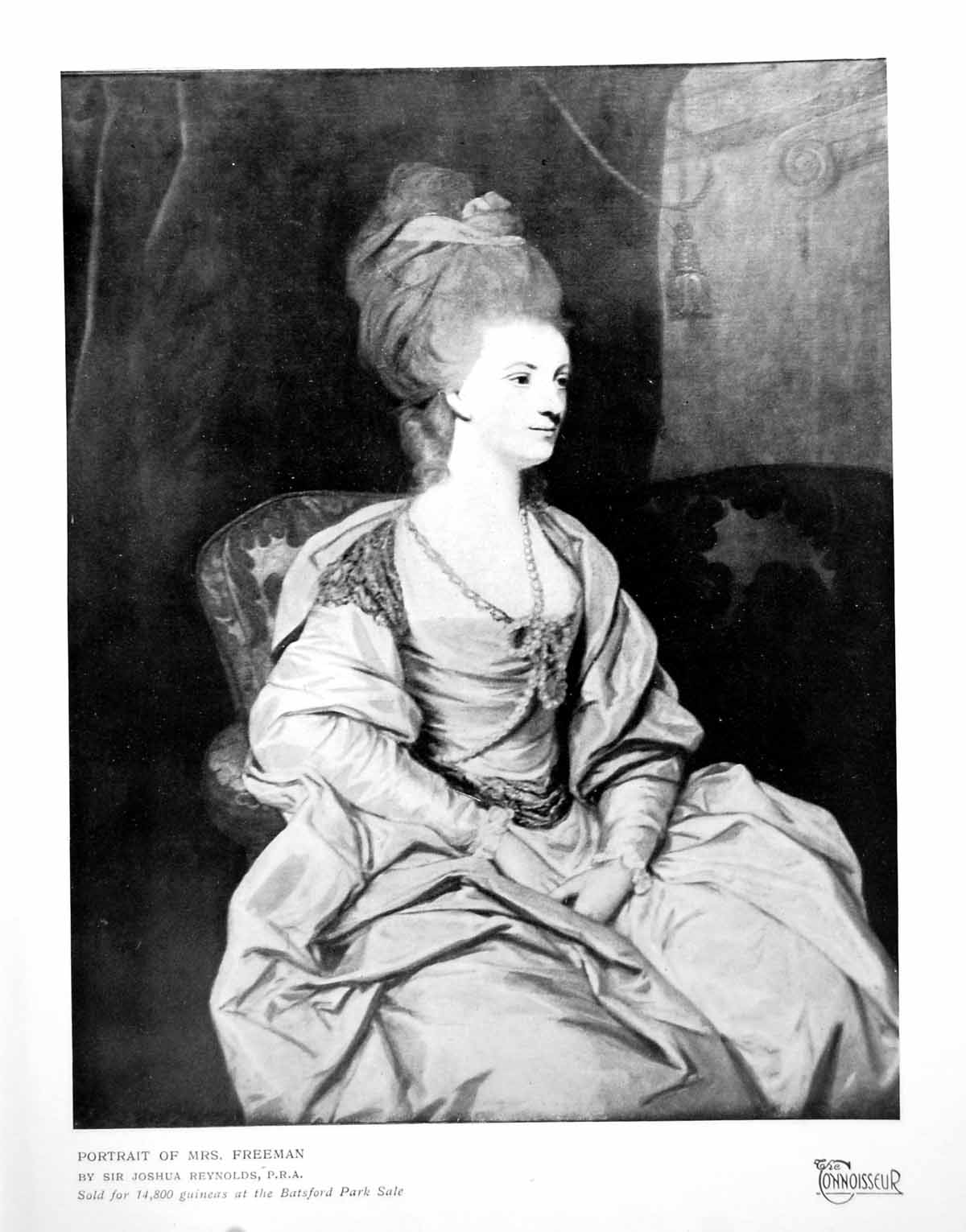 Original Old Vintage Print Portrait Mrs Freeman Sir Joshua Reyns 1919 20th