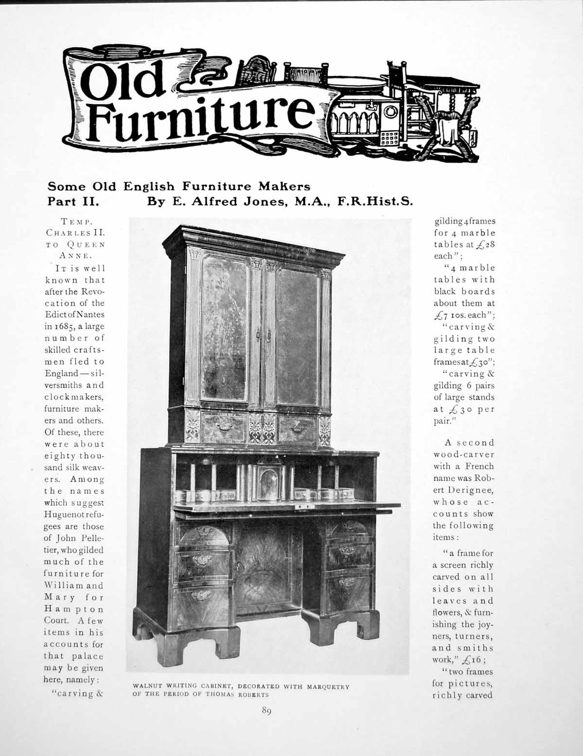 Original Old Vintage Print Some English Furniture Makers Part IiPages 1920